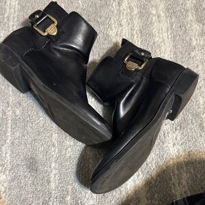 Tommy Hilfiger Black Ankle Boots with Gold Buckle